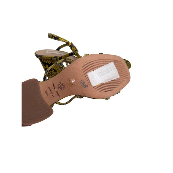 ANTONIO MELANI Yellow Snake Print Sandals Heels Size 7.5 NEW NWOB - Picture 5 of 7